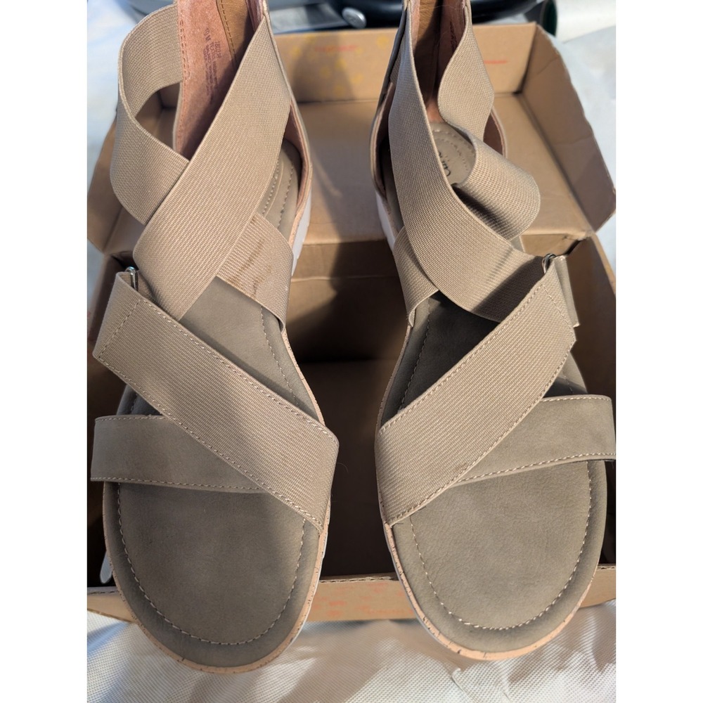 Euro Soft by Sofft Women's Sand Ankle Strap Open Toe Low Wedge Sandals - 10M
